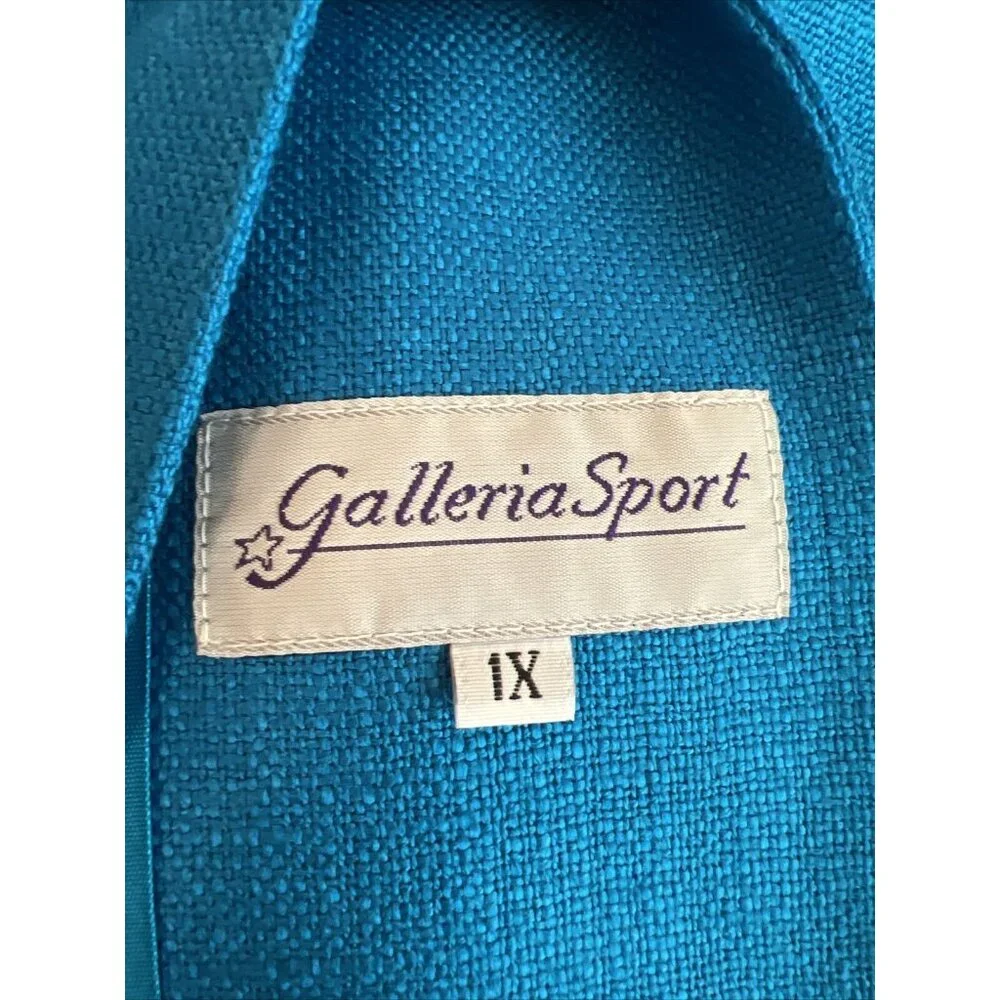 Vintage Galleria Sport‎ Womens Blue Blazer Jacket 1X Casual Tweed Career Wear